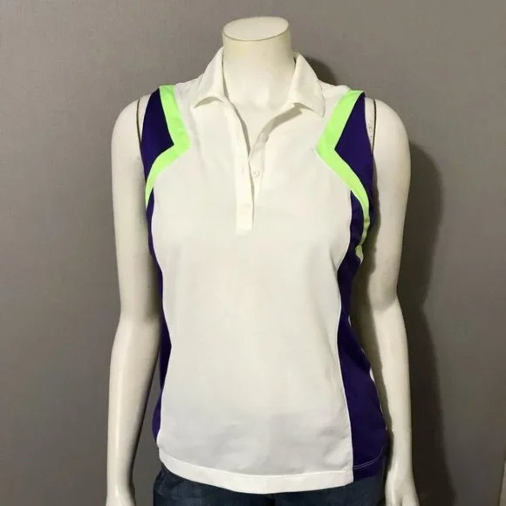 SOLDāāā Sport Womens Golf White Sleeveless Top Sz-Small - Picture 2 of 9